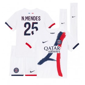 Paris Saint-Germain Nuno Mendes #25 Borte skjorte til barn 2024-25 Kortermet (+ korte bukser)